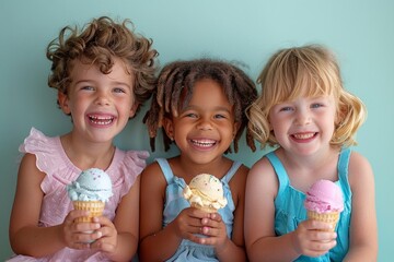 Happy children with ice cream