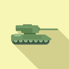 Simplistic graphic of a green military tank, depicted in a modern flat design style