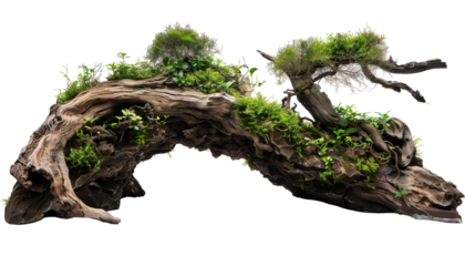 Aquarium Driftwood Hardscape on Transparent Background