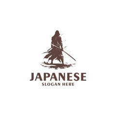 Japanese ninja logo vector illustration