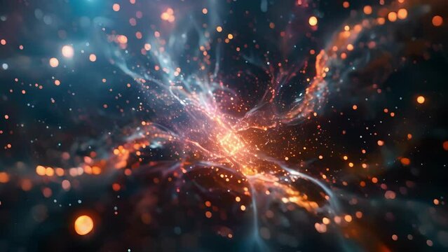 An otherworldly landscape showcasing the effects of the Higgs field on particles and their mass.