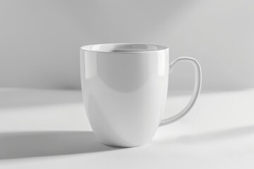 Minimalist White Ceramic Mug on a Clean Background with Soft Shadows