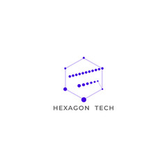 Fototapeta premium ILLUSTRATION HEXAGON WITH CONNECTED CIRCLE SIMPLE FLAT COLOR TECH LOGO ICON MODERN SIMPLE TEMPLATE ELEMENT DESIGN VECTOR