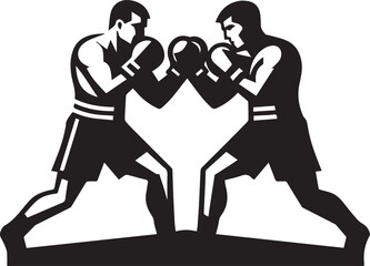 Minimalist Boxing Match Featuring Two Men Fighting Vector Illustration Silhouette
