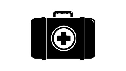 Medicine First Aid Kit, black isolated silhouette