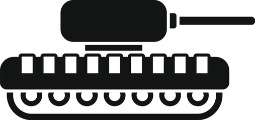 Black vector icon of a military tank suitable for war themes and military applications