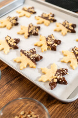 Making Cutout Sugar Cookies, Chocolate-Dipped, Hazelnut-Sprinkled