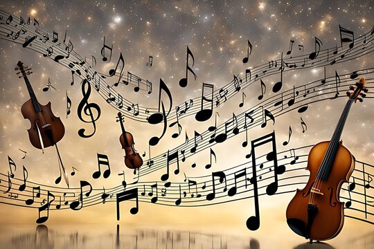 Immersive 3D Musical Landscape with Vibrant Colors and Patterns