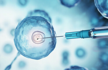 IVFA medical needle implants the sperm into the egg. 