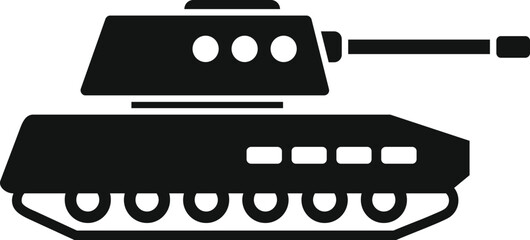 Black vector silhouette of a military tank, isolated on a white background, suitable for various designs
