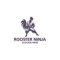 Rooster ninja logo vector illustration
