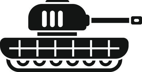 Vector military tank silhouette icon in black and white for army, defense, and warfare graphic design illustration