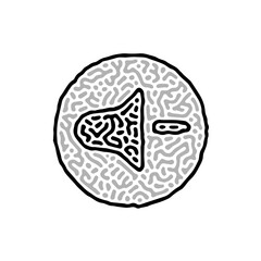 Unique Volume Minus Down Play Button Sign Icon Symbol in Abstract Style Pattern