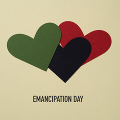 text emancipation day and black liberation flag
