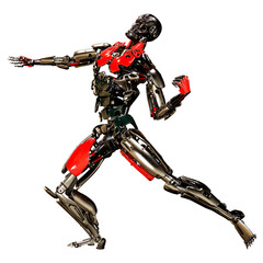 3D Rendering Male Robot on White