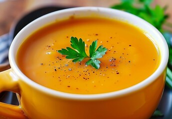 Healthy Diet Carrot Cream Soup. Studio Photography