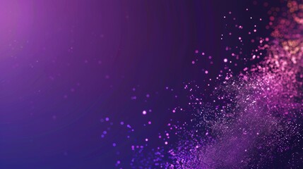 Purple-themed scientific conference poster with digital particle decoration on minimal background. Vast negative space for clear, professional design.