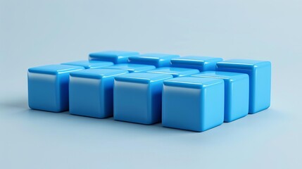 Obraz premium Blue cube blocks on a blue background