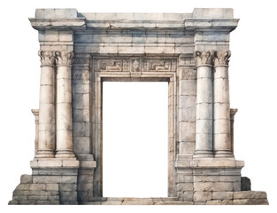 Fototapeta premium PNG Stone ancient architectural door architecture white background archaeology.
