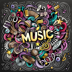 Obraz premium music_doodle_word_chalk_3d.eps