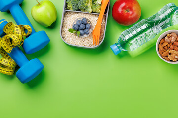 Healthy food and fitness items