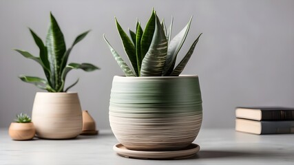 Plant mockup of Sansevieria png in a ceramic pot