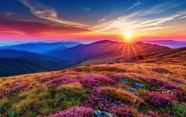 Obraz premium Sunset Over Mountain Meadow