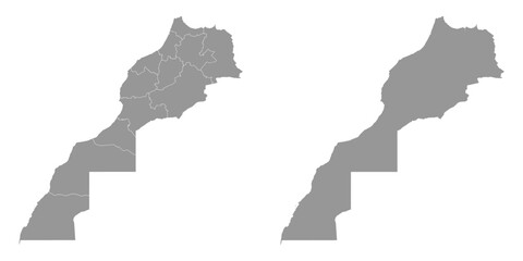 Morocco map with administrative divisions. Vector illustration.