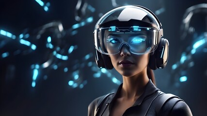 virtual life. VR head-up display with a futuristic look. VR helmet head-up display.