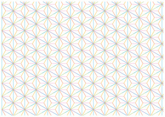 カラフルな麻の葉文様のシームレスパターン　和柄　背景