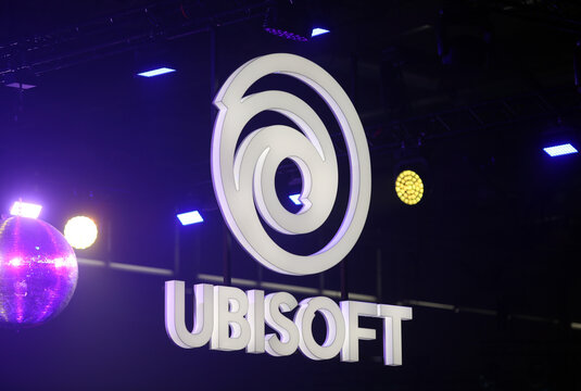 27.08.2022, Spielemesse gamescom in K&ouml;ln. Logo am Stand von Ubisoft.