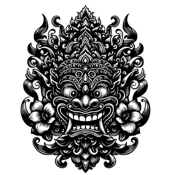 Barong, balinese mask, balinese mask vector art