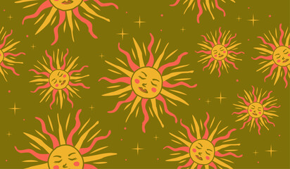 PrintCute sun pattern background vector design
