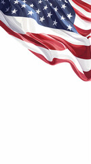 Obraz premium Folded American Flag Half Shown from a Corner on White Background, Memorial Day