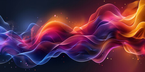 A vibrant wave of multicolored smoke on a dark background