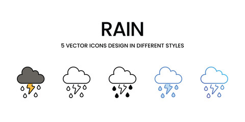 Rain icons vector set stock illustration.