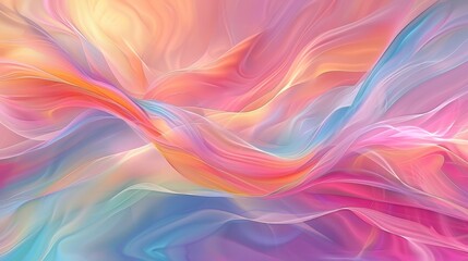 Obraz premium An LGBTQ wallpaper, abstract waves and lines, dynamic and flowing, rainbow color palette. Smooth transitions and gradients. Background of soft, muted colors. Harmonious lighting with gentle shadows.