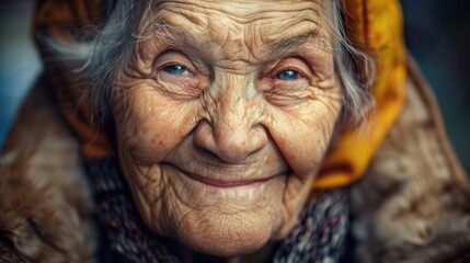 Elderly lady displaying a joyful expression