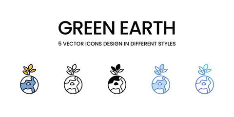 Green Earth icons vector set stock illustration.