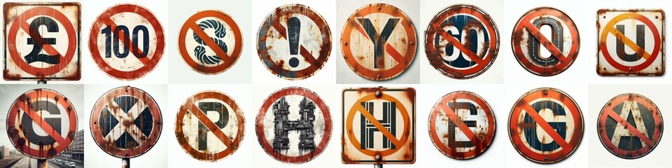 Forbidden Road traffic sign Lettering Typeface. AI generated illustration