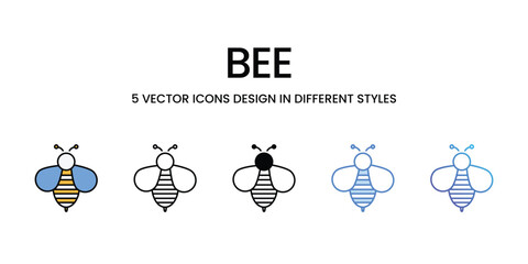 Bee icons vector set stock illustration.