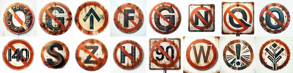 Obraz premium Forbidden Road traffic sign Lettering Typeface. AI generated illustration