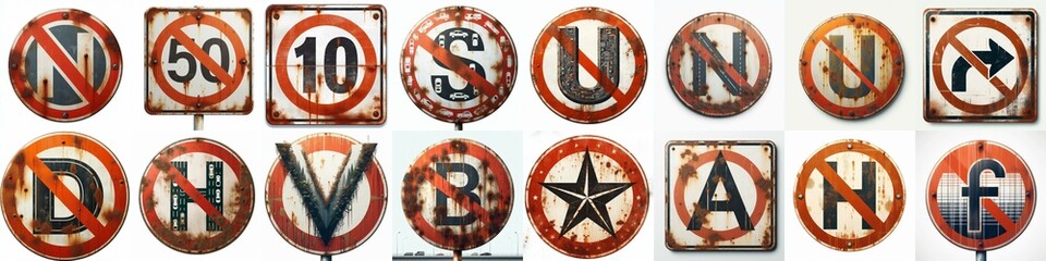 Forbidden Road traffic sign Lettering Typeface. AI generated illustration