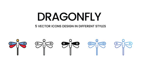 Dragonfly icons vector set stock illustration.