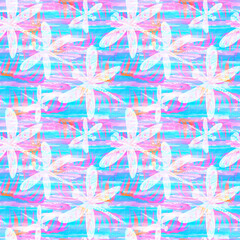 Watercolor washed seamless pattern with dragonflies on abstract background