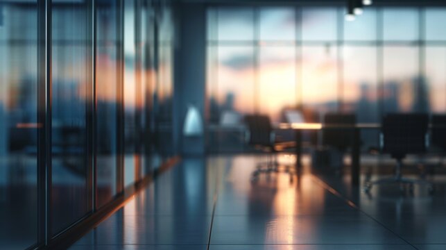 Blurred Modern Office Conference Room with Panoramic Windows - Corporate Meeting Space，Beautiful blurred background image of modern office conference room with panoramic windows. . Artificial intellig