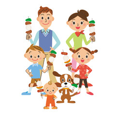 家族でバーベキューを楽しんでいる