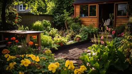 Obraz premium A lush garden using ecofriendly techniques
