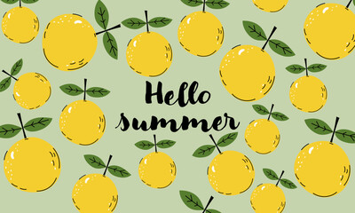 Lemon fruits vector seamless pattern. Summer lemons fruit decorative background. Tropical fresh  vector design for fabric, paper, wallpaper, cover, interior