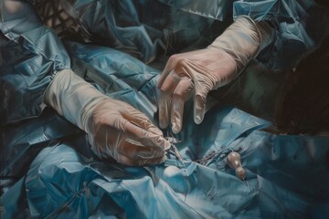 Surgeon's Hands Performing Delicate Surgery